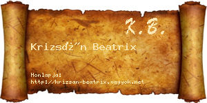 Krizsán Beatrix névjegykártya
